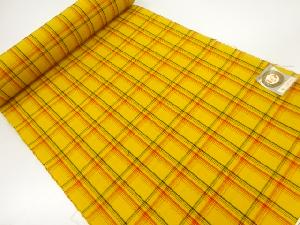 アンティーク　格子模様織出し着尺反物